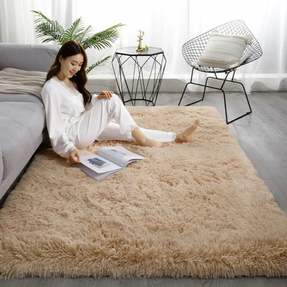 VIKAMA Tie-Dye Plush Carpet Living Room Decoration Soft Fluffy Home Mat Children's Room Baby Crawling Non-Slip Blanket