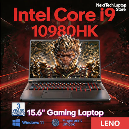 Gaming laptop with Intel Core i9 processor on a dark background