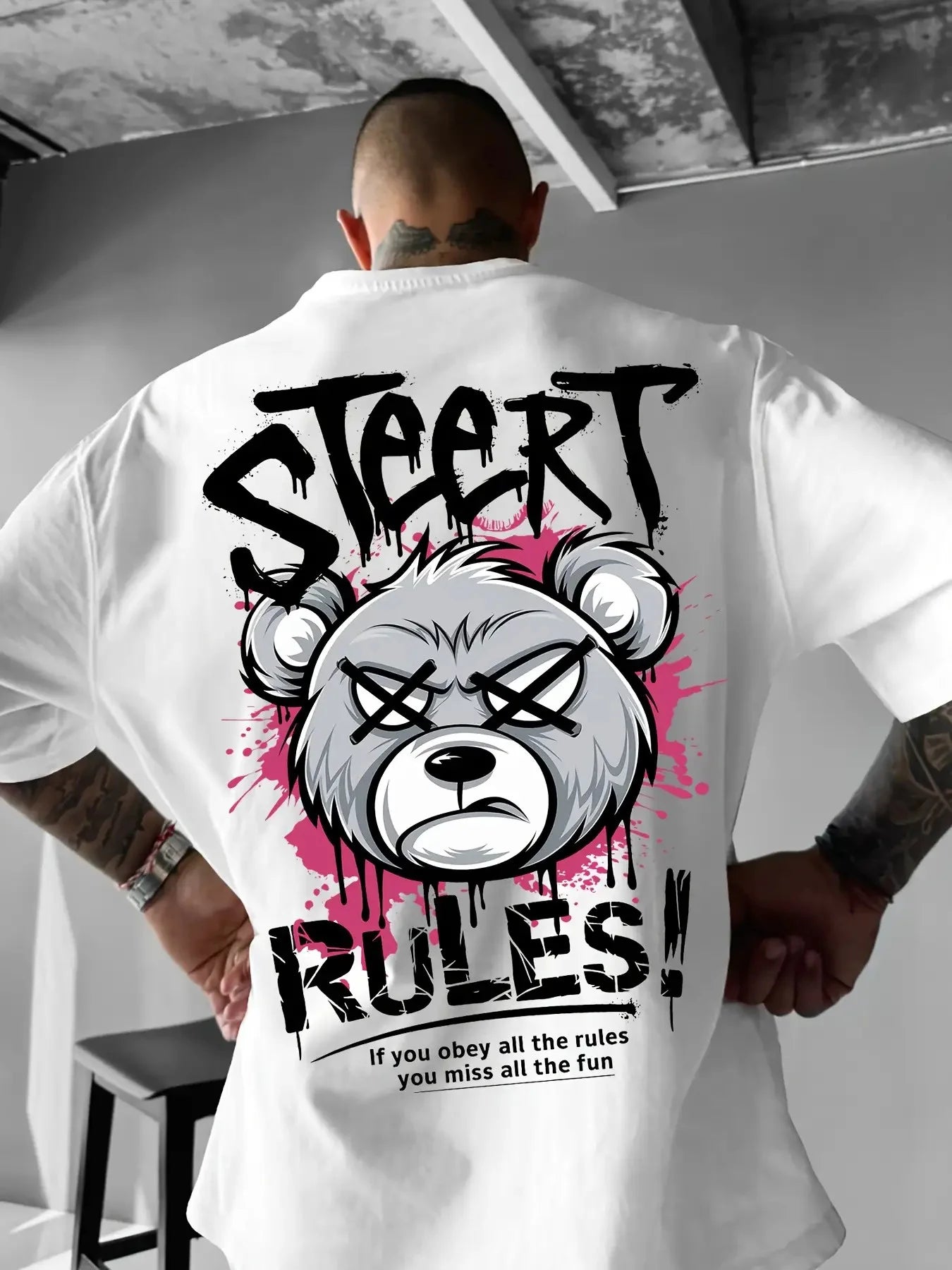 Men's Angry Bear Print T-Shirt | Breathable Street Top