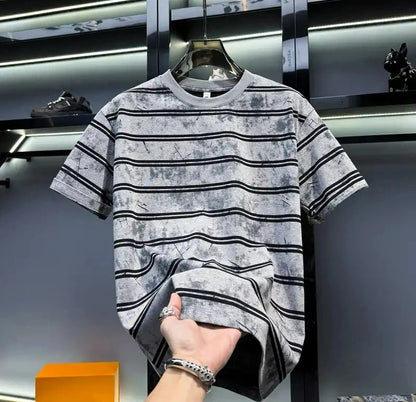 All Match Street Casual Tie Dye Gestreiftes Kurzarm-T-Shirt für Herren, Neues Sommer Trend Marken Locker Halbarm-Oberteil