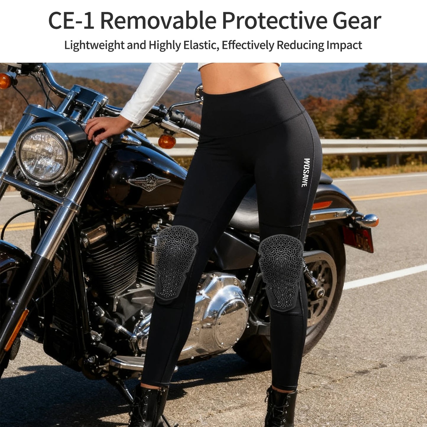 WOSAWE Women Motorcycle Trousers Slim Fit High-waisted Elastic Women's Riding Pants Soft Comfortable With CE Protection Gears