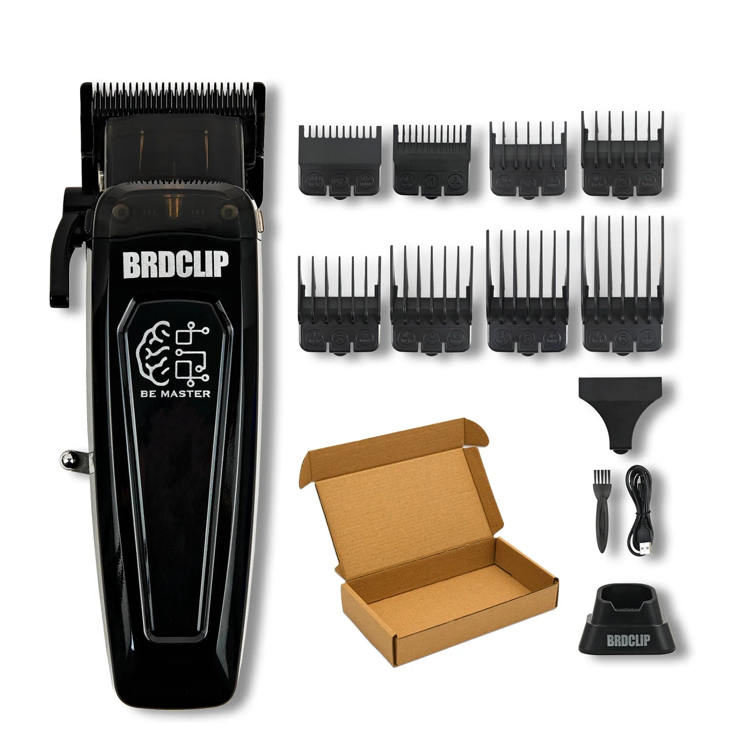 Professioneller elektrischer Haarschneider BRD 106 mit Ladestation 7500 U/min Haartrimmer für Herren DK-078 DLC Klinge 7200 U/min Friseurset 2-teilig