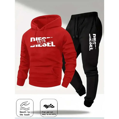 2025 Trendy Autumn and Winter New Hooded Tracksuit Fashionable Casual Sportswear Set, Two-Piece Set