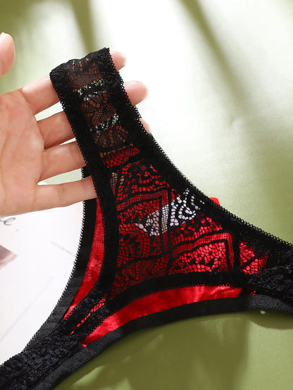 Sexy Damen G-String-Höschen Transparent Mid-Low Rise Damenunterwäsche Color-Block Damen Intimates Dessous