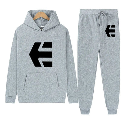 E Logo Bold Symbol Design Art Print  Hooded Loose Pullover Street Sweatshirt