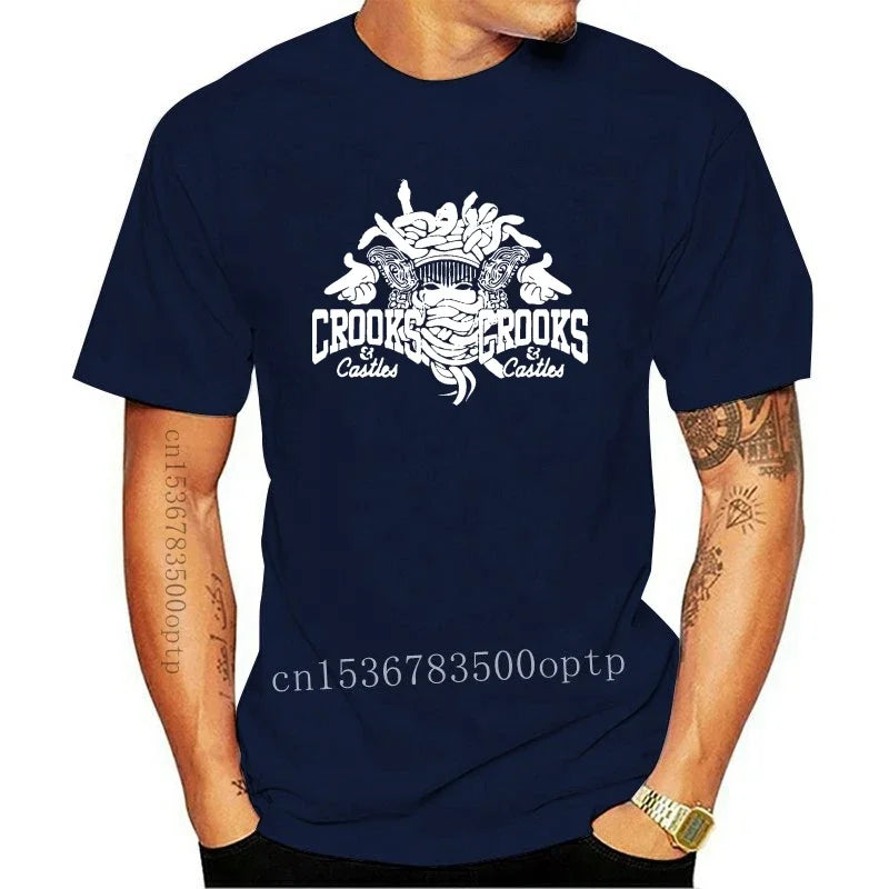 New Crooks Castles Logo Black T Shirt Herren Damen Unisex Tumblr Tee Sleeve Harajuku Tops