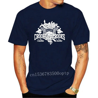 New Crooks Castles Logo Black T Shirt Herren Damen Unisex Tumblr Tee Sleeve Harajuku Tops
