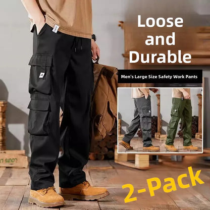 Men's Workwear Pants Large Size Casual Wear Resistant Toiling Summer Wearable Trousers for Construction Site Loose Fit Polyes...