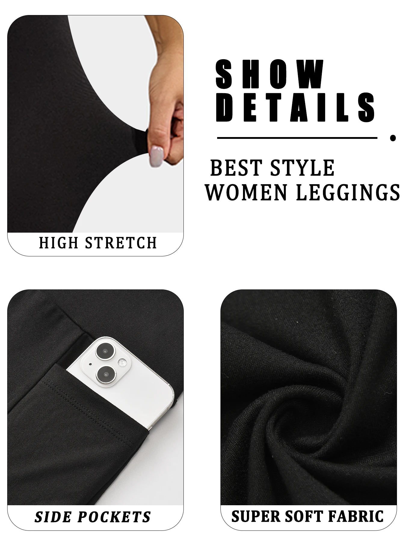 High Waisted Yoga Leggings with Pockets - Women's Super Soft Tummy Control for Workout and Everyday Comfort