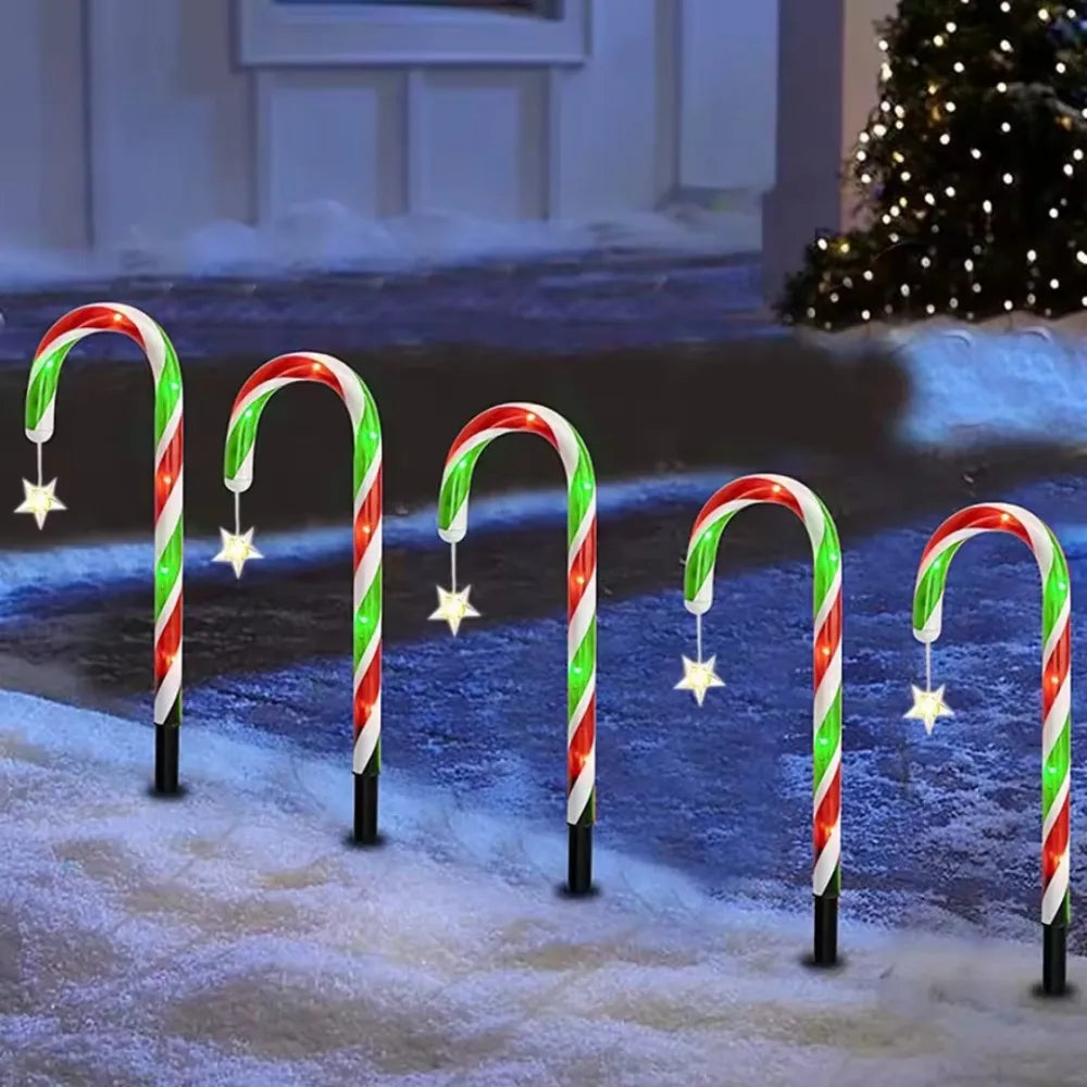 5/8 Stück Weihnachten Solar Stern Zuckerstange Plug-in-Licht, Weihnachtsdekoration, verwendet für Urlaub, Hof, Garten, Rasendekoration