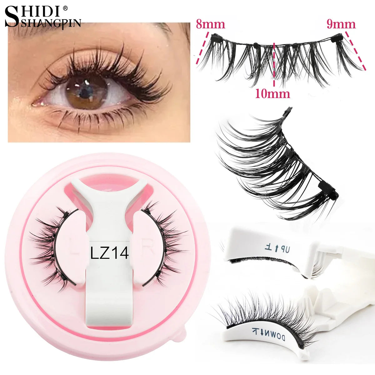 Heiß 1 Paar magnetische Wimpern, handgefertigt, flauschige Nerz-Imitat-Wimpern, wiederverwendbare natürliche falsche Wimpern und magnetische Pinzetten Set Make-up