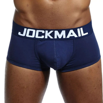 JOCKMAIL Marken Herren-Slips, atmungsaktive Boxershorts, Baumwolle, Herrenunterwäsche, U-förmiger Beutel, sexy Unterhose, bedruckte Blätter, Homewear-Shorts