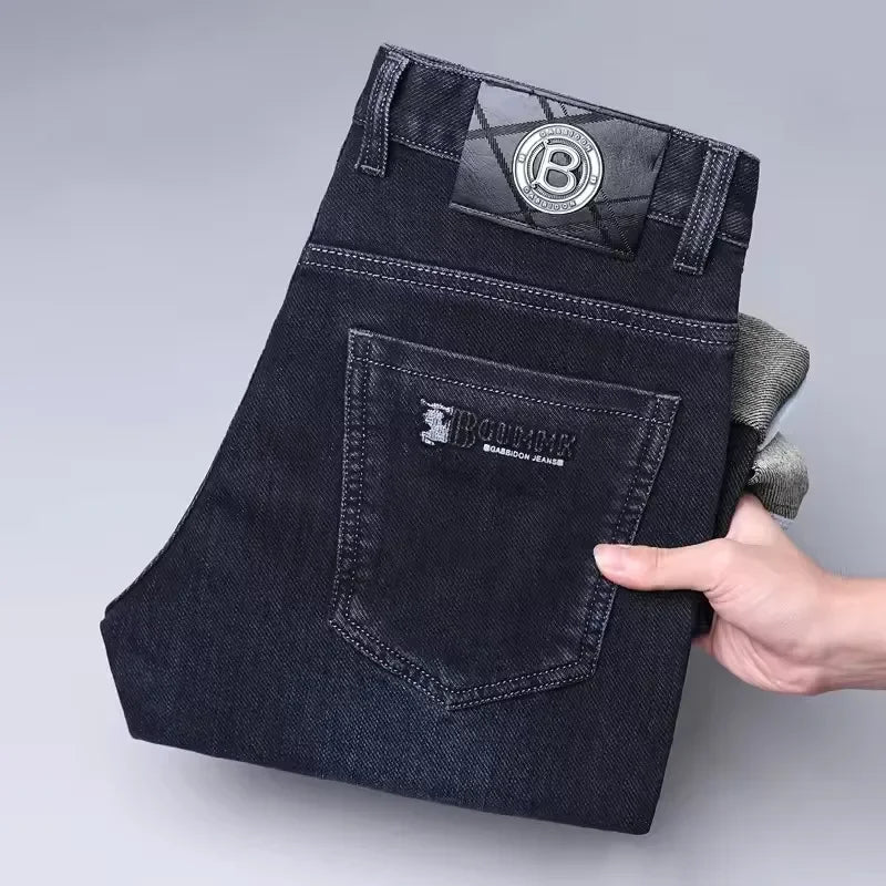 Brand Men's Straight-leg Jeans High-quality Light Luxury Embroidered Casual Versatile Fashion Slimming Smooth Silhouette Style
