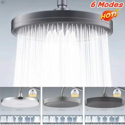 New 230mm Big Panel Showerhead 6 Mode Supercharge Rainfall Shower Head High Pressure Top Rain Shower Faucet Bathroom Accessories