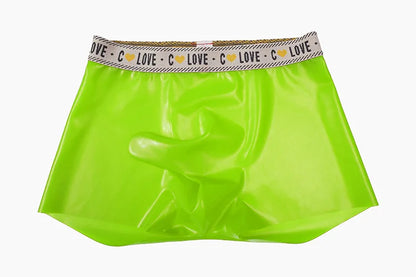 Herren Fetisch Latex Höschen Gummi Boxershorts Peniskondom Unterwäsche Kondom Cock Pouch Shorts Sexy Unterhosen für Herren