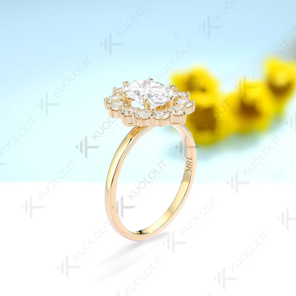 Kuololit IGI1.0CT Ovalschliff Laborgezüchteter Diamant-Verlobungsring für Damen Massiv18K14K10KDVS1DiamantenGelbgold als Weihnachtsgeschenk