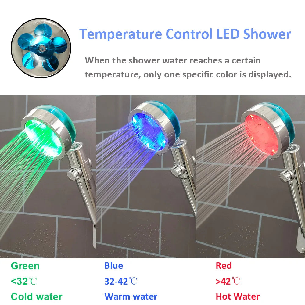 Hochdruck-LED-Duschkopf, Ein-Knopf-Stopp, digitaler Bildschirm, schwarzer Handbrause-Duschkopf mit Temperatursensor
