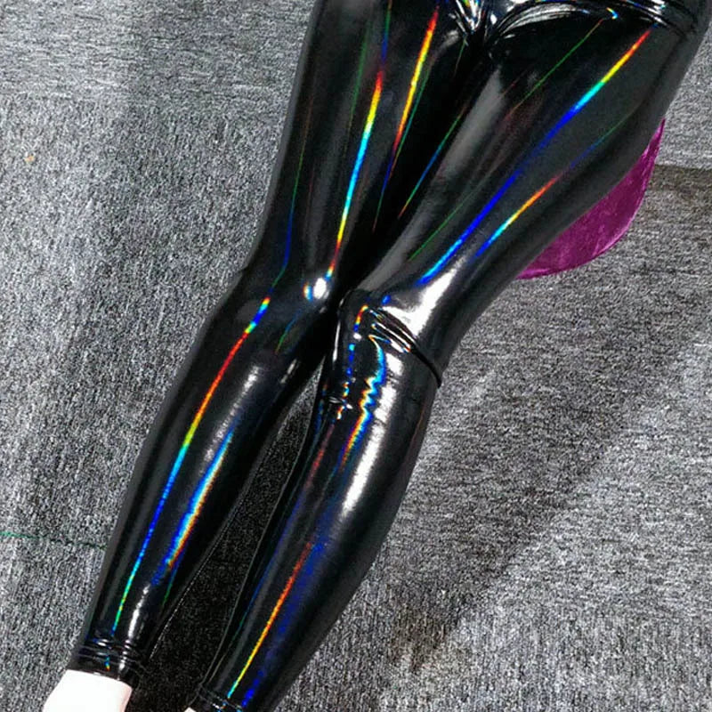 Dazzing Colors Pu Leather Pants Women Big Size Bright Slim Leggings High Waist Hip Lift Tights Fashion Skinny Stretchy Pu Pants