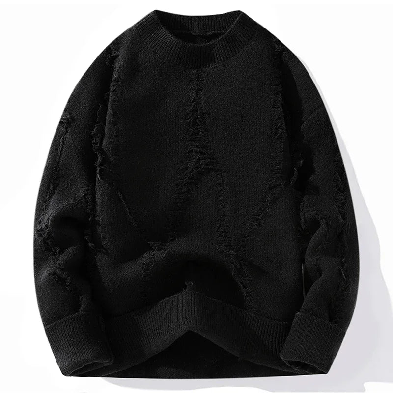 Men's Winter Outdoor Fashion Trendy Loose and Comfortable Knitted Hoodies Comfortable Casual Breathable Distressed Sweaters