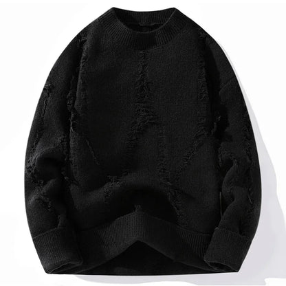 Men's Winter Outdoor Fashion Trendy Loose and Comfortable Knitted Hoodies Comfortable Casual Breathable Distressed Sweaters