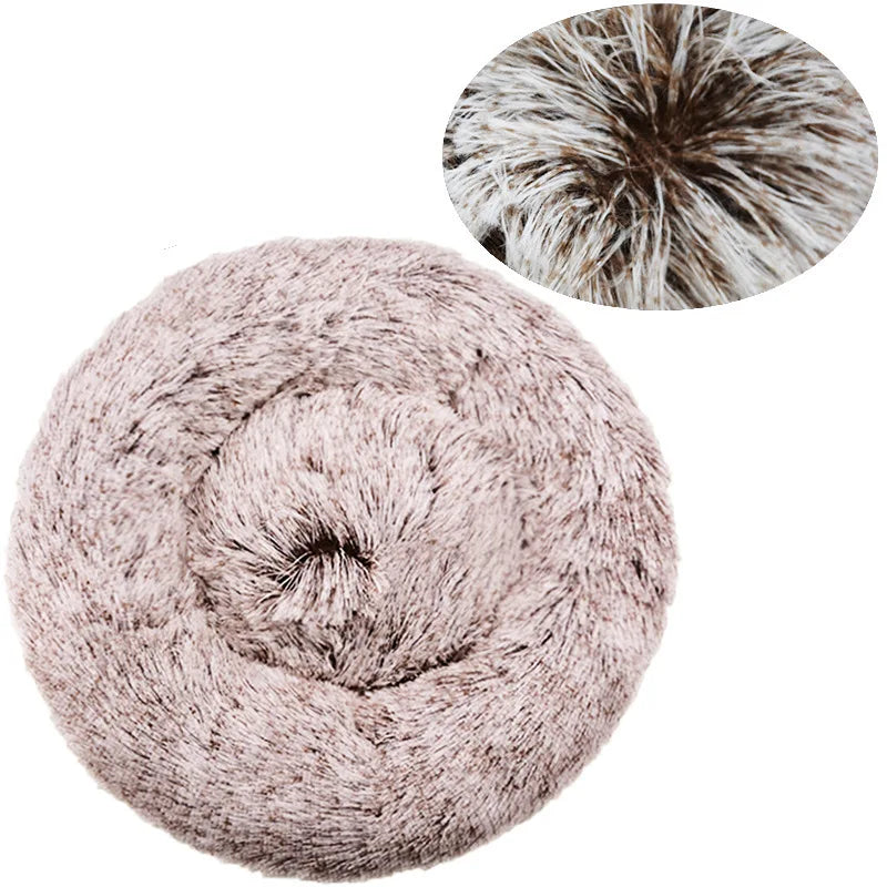 40-90cm Rundes Haustierbett für große Hunde Super Weiches Katzenbett Langes Plüsch Hundebett für mittlere Hunde Winter Warmes Schlafplatz