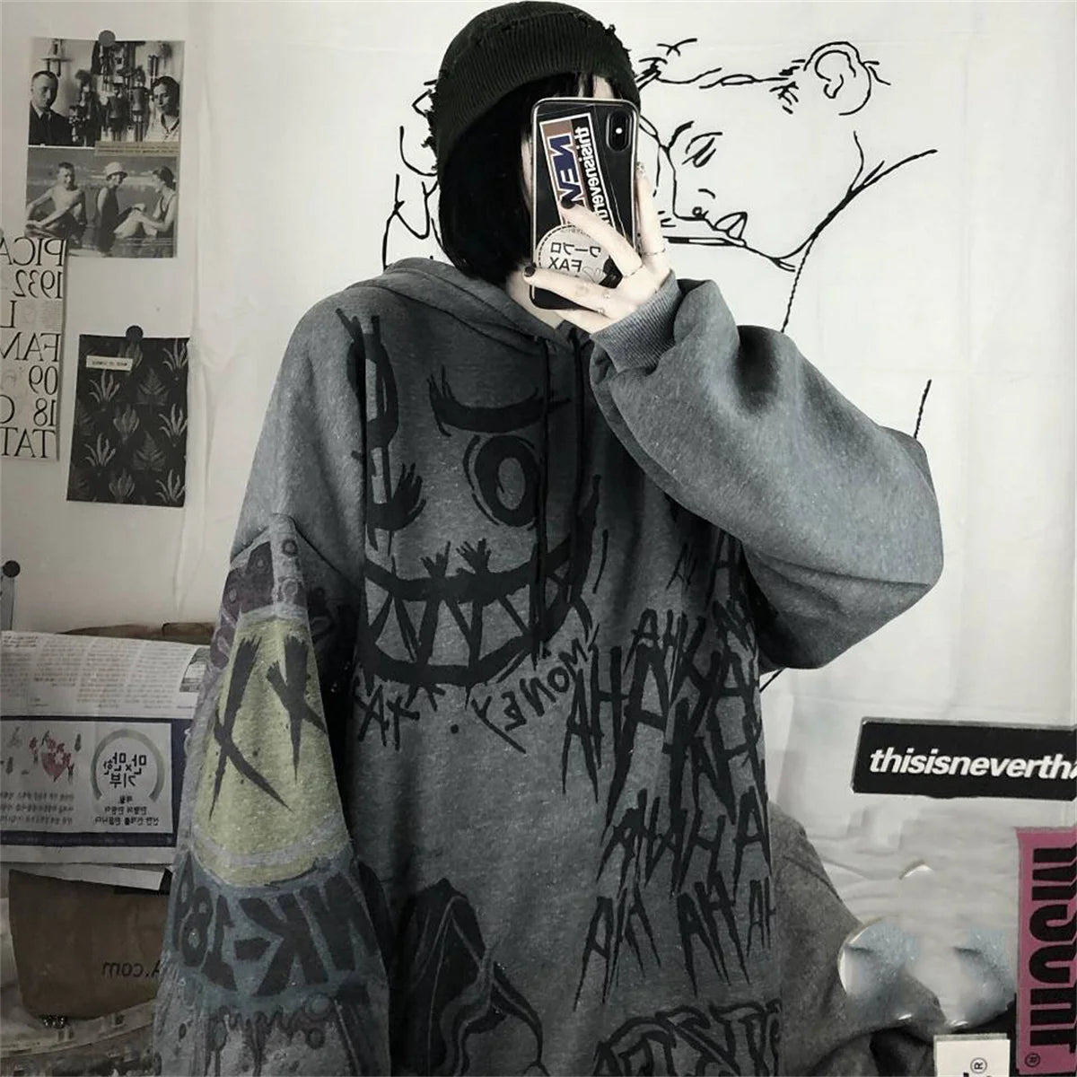 Gothic Japan Cartoon Hip Hop Hoodie Sweatshirt Oversize Damen Frühling Herbst Lustige Punk Hoodies Tops Damen Kleidung Hoodie Mädchen