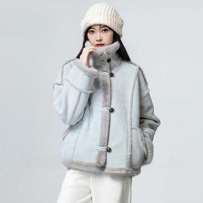Women's Jacket Winter Sleek Warm Lined Inteated Fur Open Cardigan Top