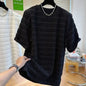 Textur T-Shirt Herren Sommer Schön Kurzarm Locker Abnehmend Lässiger Schaumgaze Street Casual Rundhals-Oberteil
