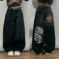 American Y2K 2025 New Baggy Wide Leg Black Jeans Overszied Women Street Casual Joker Denim Pants Couple Jeans Vintage Streetwear