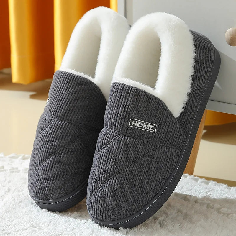 Soft Sole Fur Slippers Women Winter Warm Fuzzy Plush Shoes
