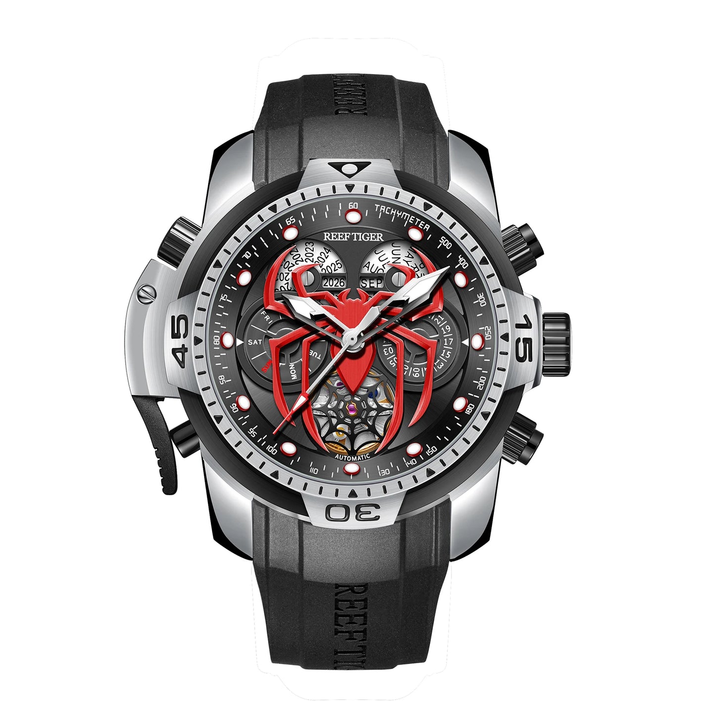 Reef Tiger watch with red and black design on a white background