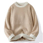 2024 Men's Autumn and Winter Warm Sweater Fashion Trend Loose Crew Neck Solid Color Bottom Shirt Men's Long Sleeve Vest Sweater