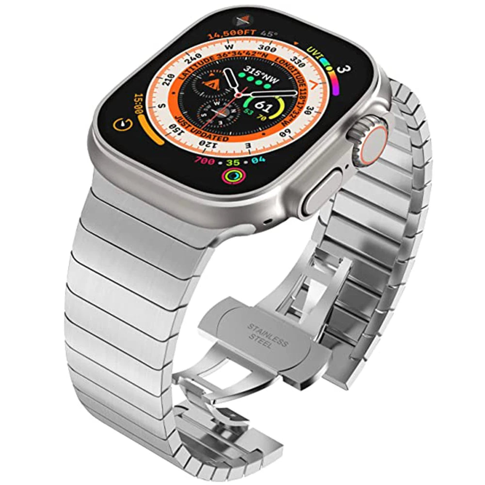 Luxuriöses Edelstahlarmband für Apple Watch Series 10 9 8 7 46mm 45mm 41mm Gliederarmband Iwatch Ultra 2 49mm IWatch Metallarmband