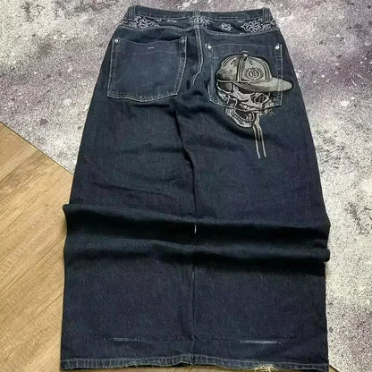 American Fashion Hip Hop Joker Oversized Jeans Women Street Y2K New Clearance Spot Hot Mopping Wide-leg Pants Unisex Loose Jeans