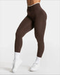 Women's Seamless Gym Solid Color Sports Pants White Edge Waist Tight High Waist Hip Lifting Yoga Pants Running Exercise Pants