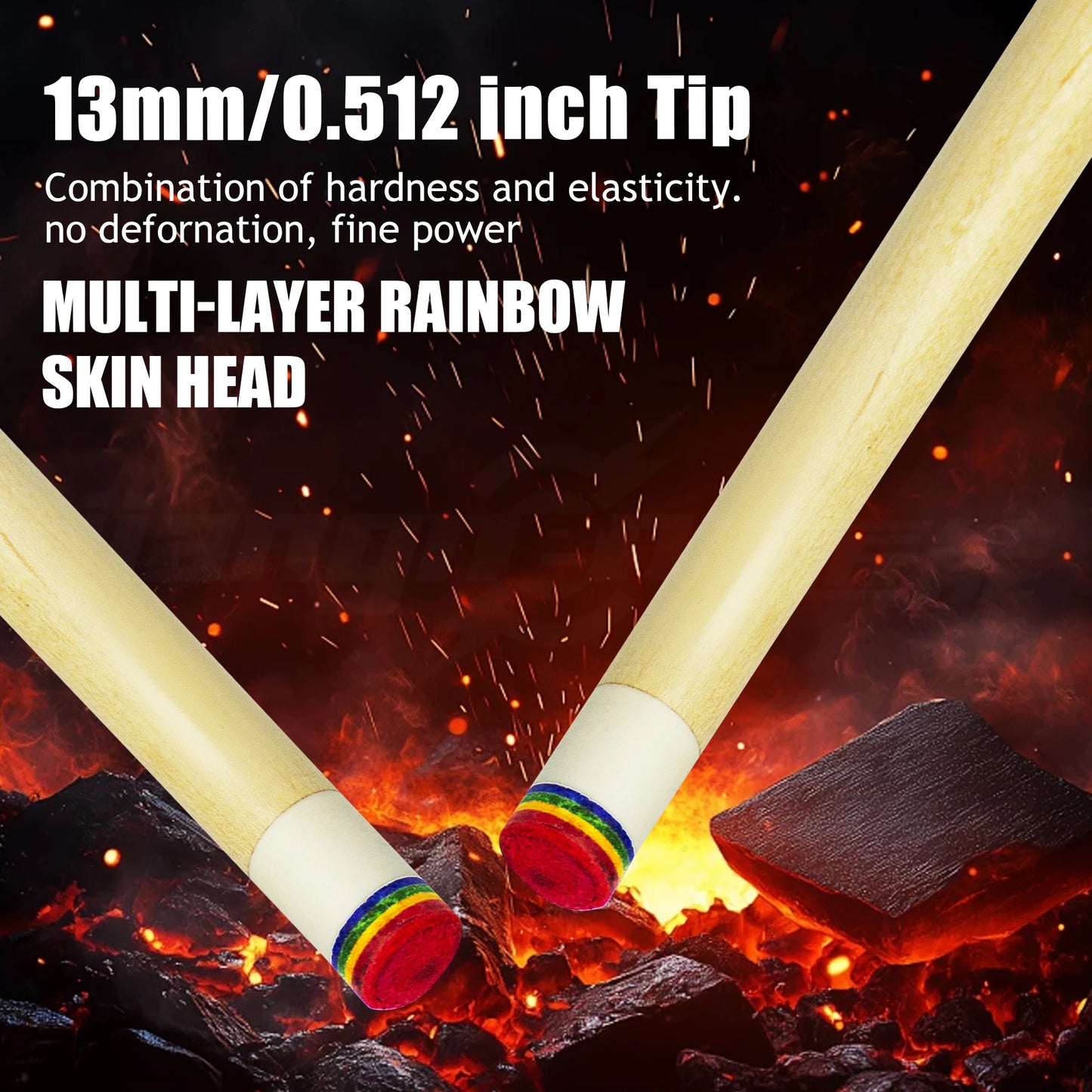 58.52in 3D Grip Hard Maple Brown Billiards Pool Cue Professional Anti Sweat and Anti Slip for Nine Balls Carom Competition Games