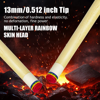58.52in 3D Grip Hard Maple Brown Billiards Pool Cue Professional Anti Sweat and Anti Slip for Nine Balls Carom Competition Games
