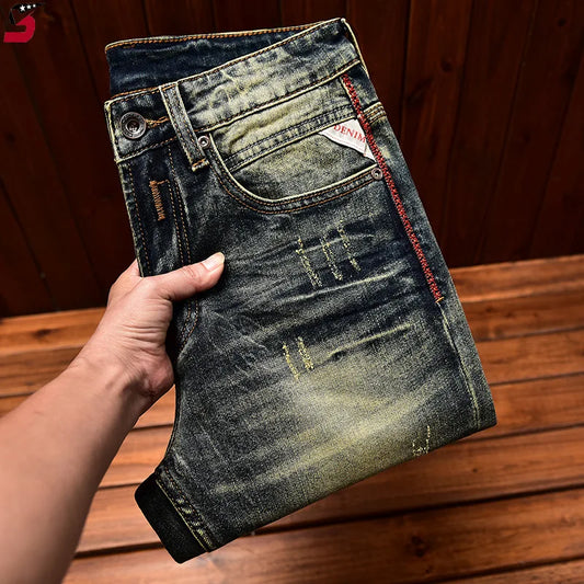 Men's Motorcycle Jeans – Vintage Slim Stretch Denim