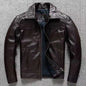 Men's Genuine Cowhide Leather Biker Jacket Slim Fit