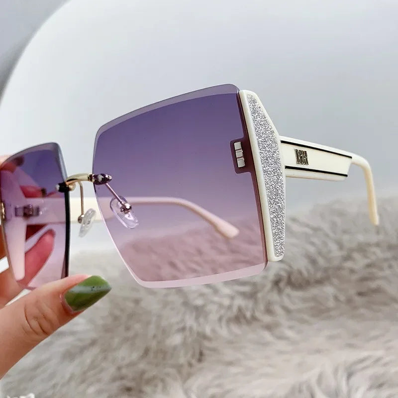 Neue randlose quadratische Sonnenbrille Damen Marken Designer Fashion Sonnenbrille Damen Outdoor Fahrbrille UV400 Oculos De Sol