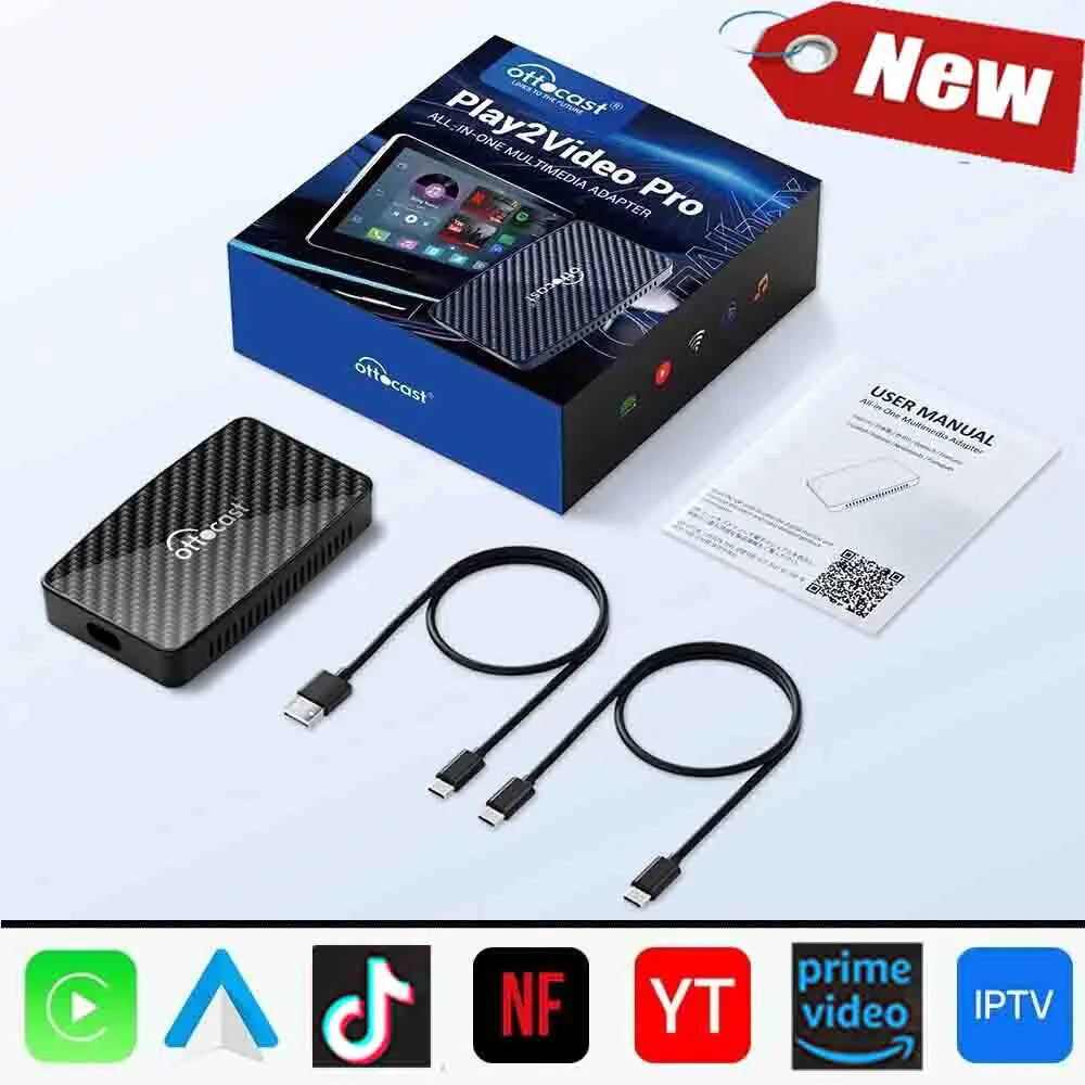 OTTOCAST Play2 Video Pro Carplay Ai Box Kabelloser Android Auto Adapter Integriertes Youtube Netflix Für VW Benz Ford 99% der Autos