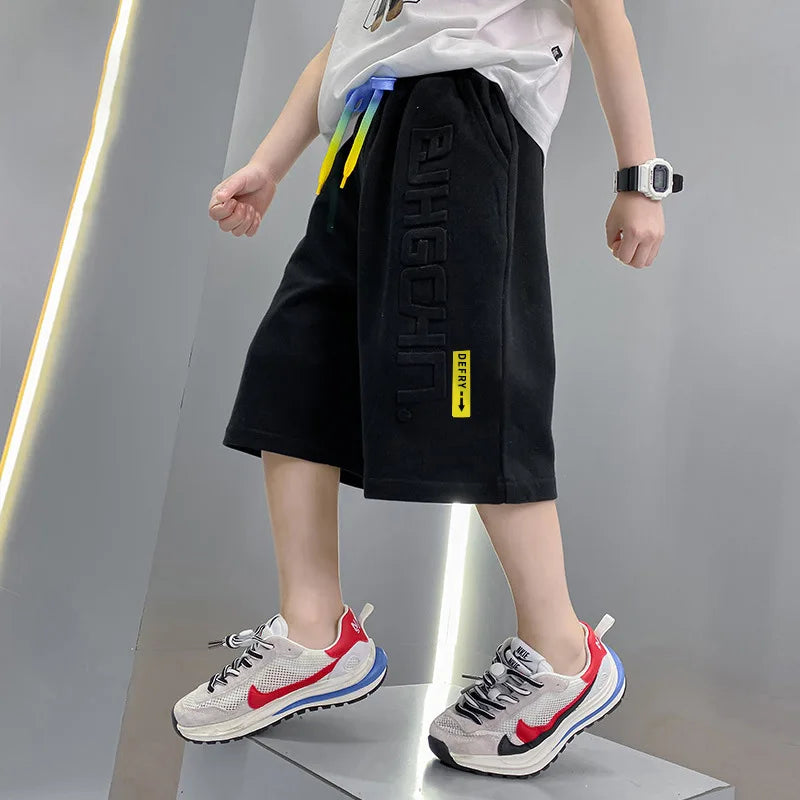 Kinder-Shorts, Sommerkleidung, locker, bequem, atmungsaktiv, Fünfviertelhosen, Jungen-Freizeitsporthosen für draußen