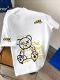Modisches Herren Sommer personalized Teddybär Buchstaben Print bequemes und atmungsaktives Rundhals T-Shirt Outdoor Street Top