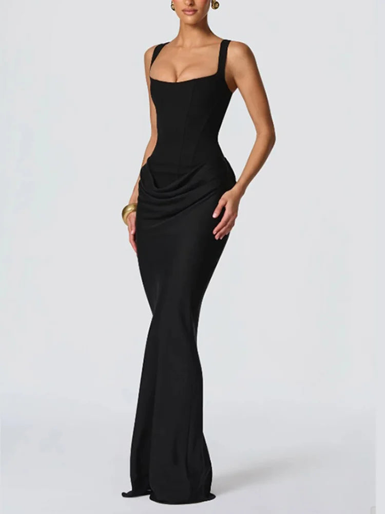 Black evening gown on a white background