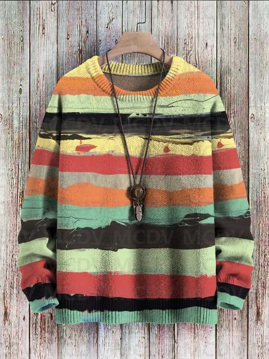 Vintage-Strickpullover mit Musterdruck für Damen und Herren