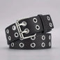 1pc Women's Belt Trend Simple Double Hole Men Belt Punk Hip Hop Rock Style Subculture Y2K Belt Punch Free Belt for Men and Women