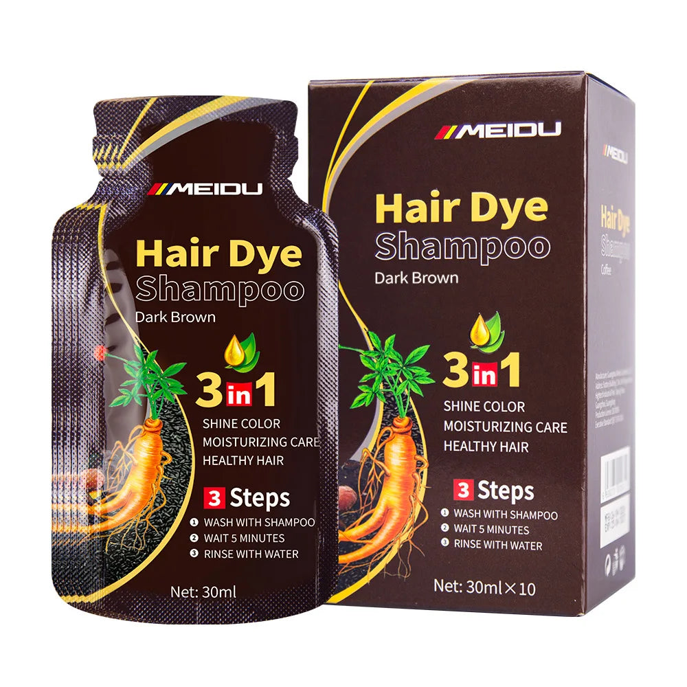 30ml Hair Dye Shampoo 3in1 Darkening Hairs Instant Gray To Black Polygonum Multiflorum Natural Coloing Cover for Women