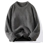Men's Crew Neck Sweater Solid Color Trend Thickened Knitwear Autumn and Winter Casual Warm Sweater Men's Long Sleeve Vest