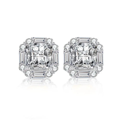 Luxury white gold solid platinum PT950 pink diamond earrings cherry powder ins wind ray dean ice flower cut