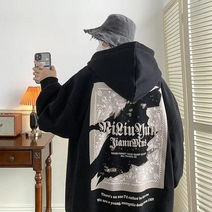 【M-8XL】American Retro Kreativer Poker-Karten-Print Hoodie für Herren Mode Trendige Street Loose Oversized Jacke für Herren